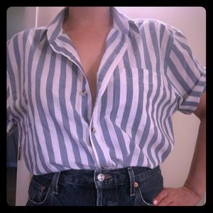 Vintage style striped boyfriend button up